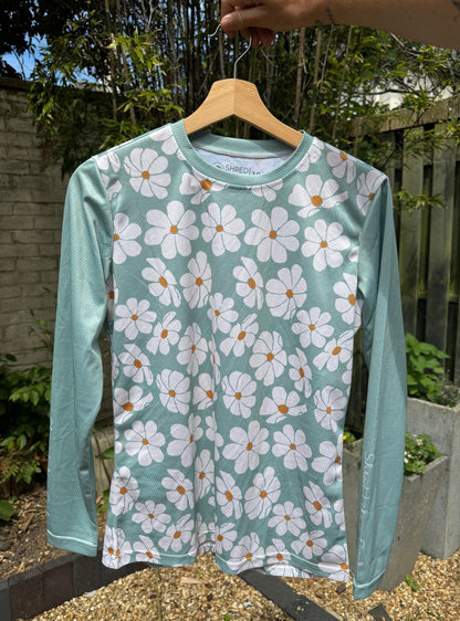 Green Floral Long Sleeve Women's MTB Jersey - Unbound Collective