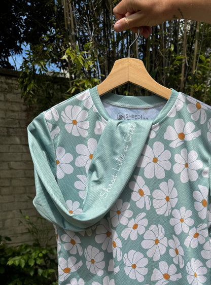 Green Floral Long Sleeve Women's MTB Jersey - Unbound Collective