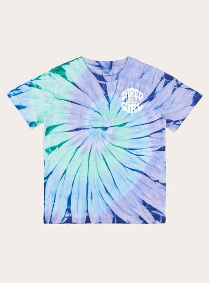 Share Stoke Youth Tee | Tie - Dye Blue - Unbound Collective