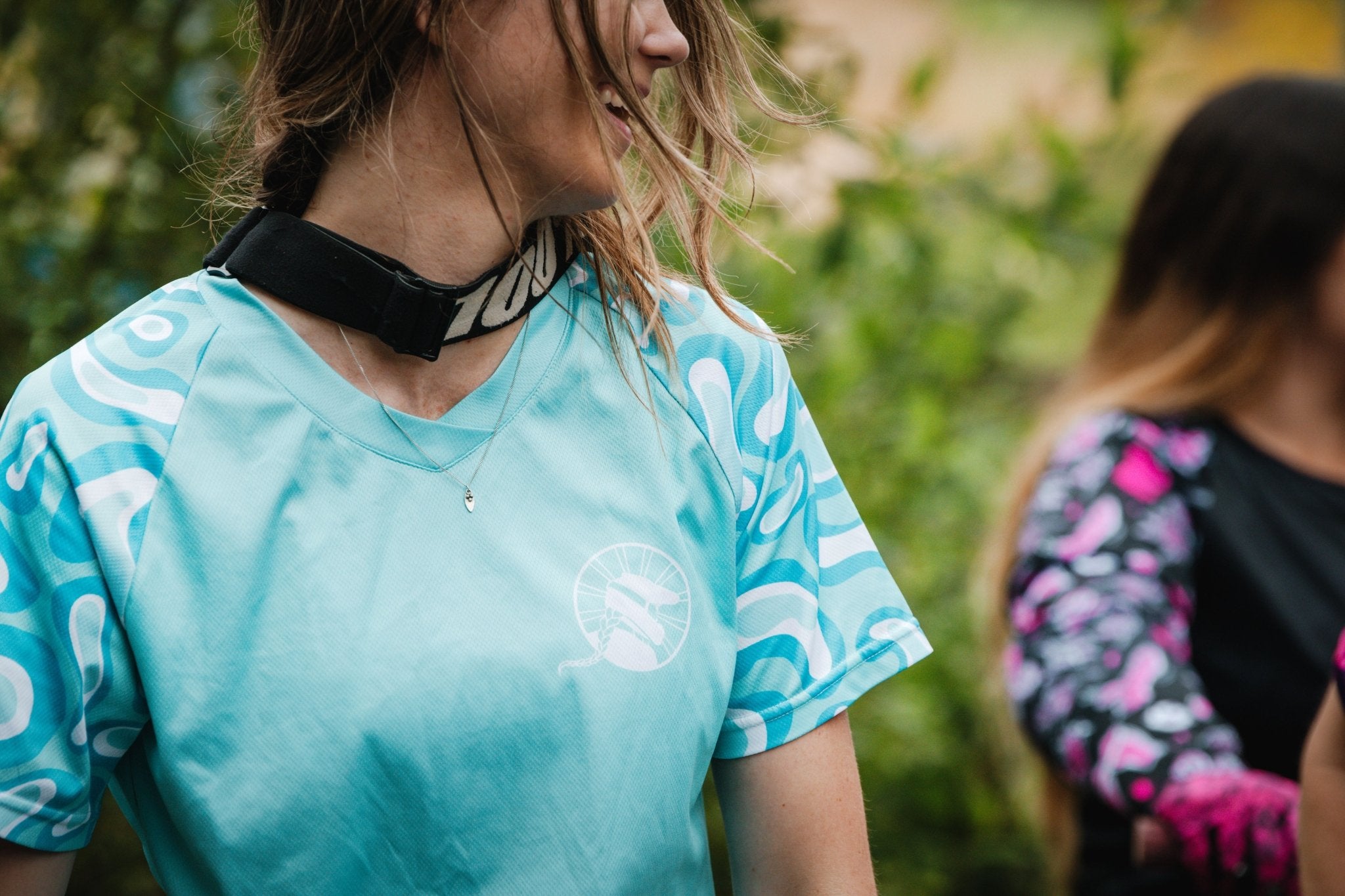 Teal Puddles Womens Mountain Bike Jersey - Unbound Collective