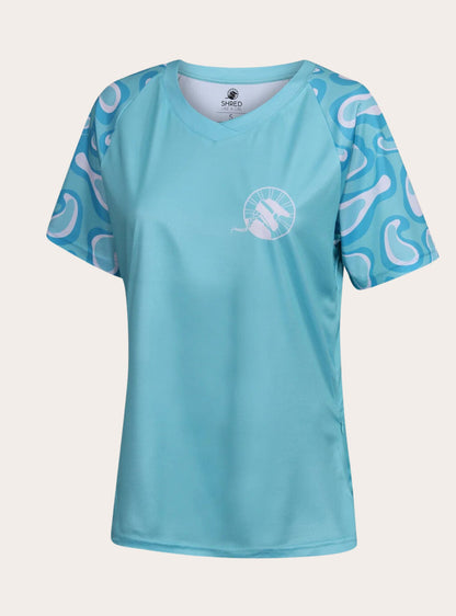 Teal Puddles Womens Mountain Bike Jersey - Unbound Collective